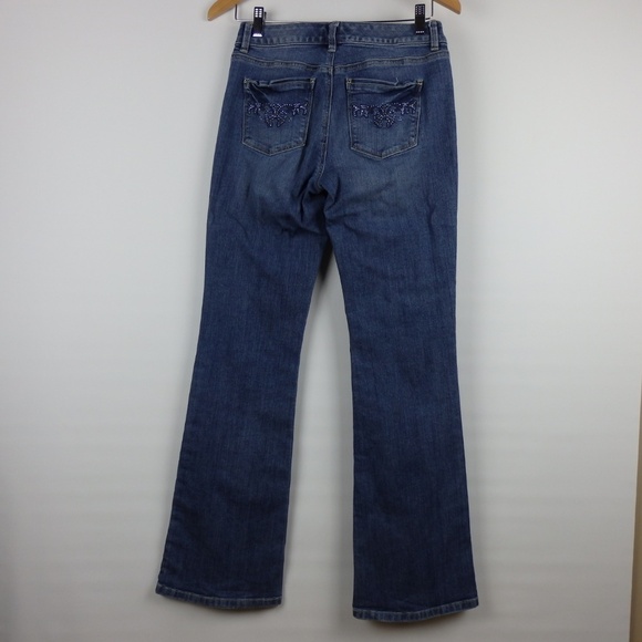 WHBM Rhinestone Contour Flare Leg Denim Jeans 2R - Picture 4 of 7